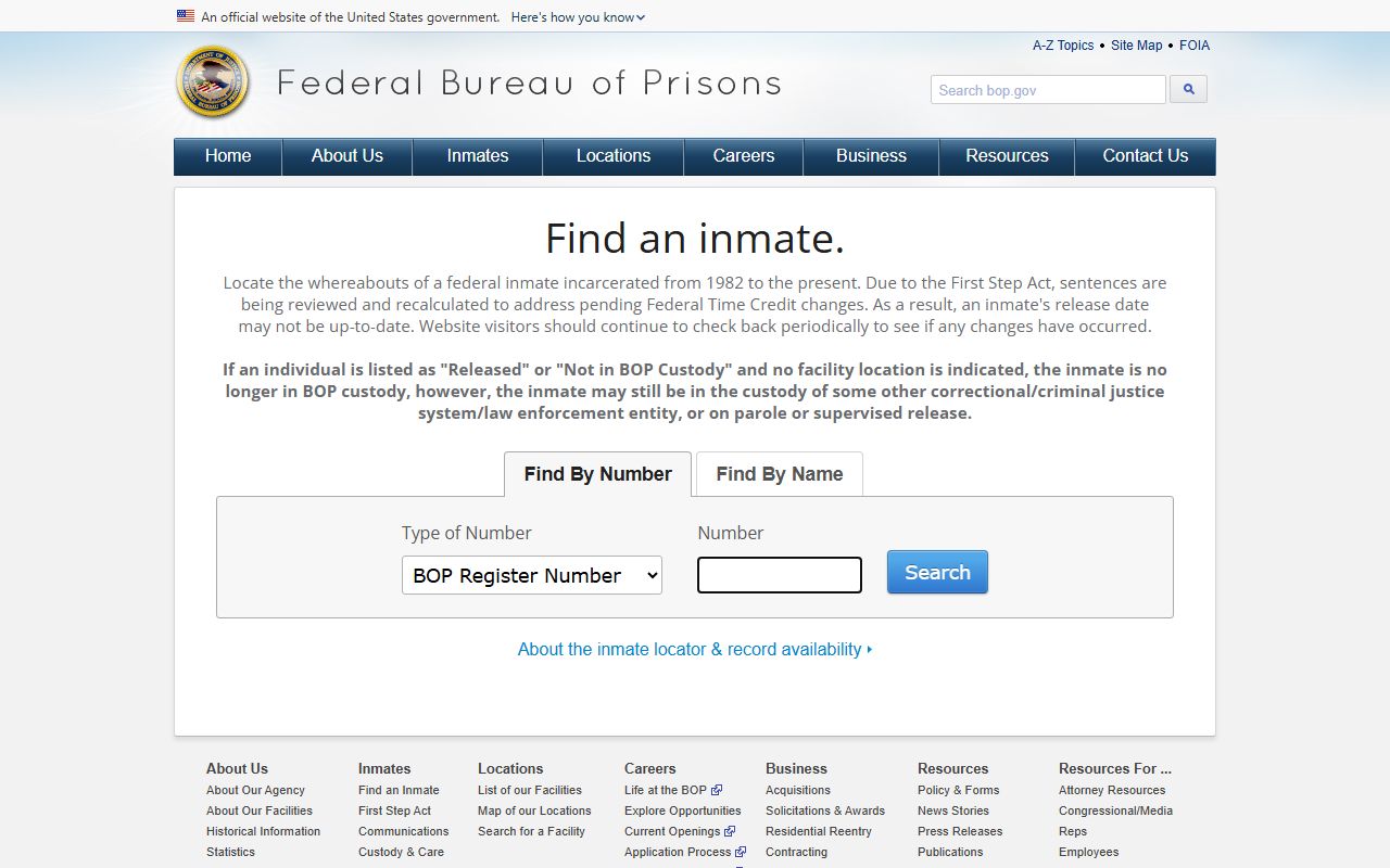 Ward County jail mugshots federal BOP locator difference