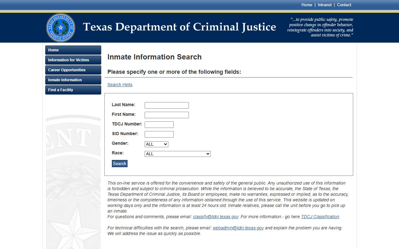 Ward County inmate population TDCJ inmate search